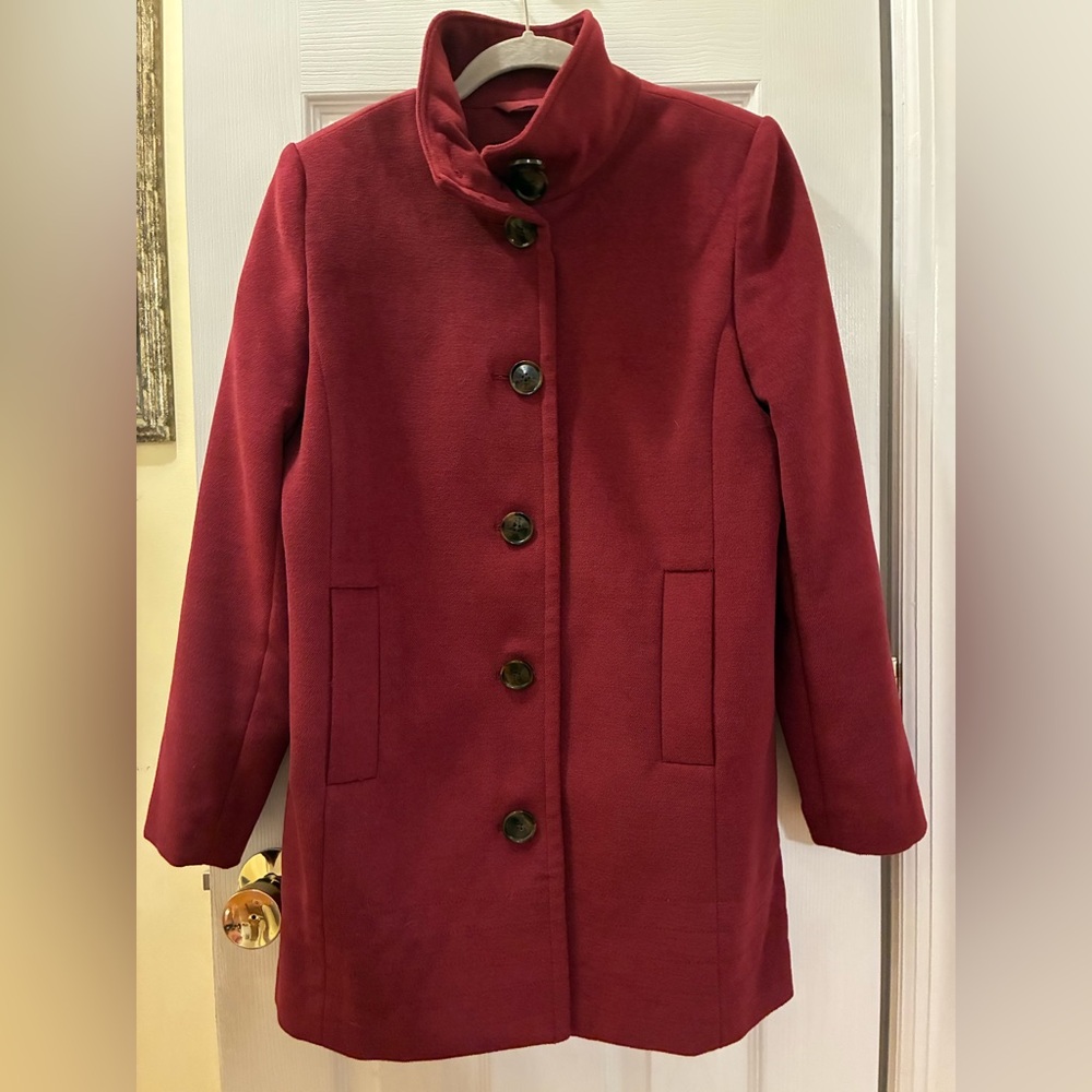 Lands' End Women's Rich Burgundy Pea Coat